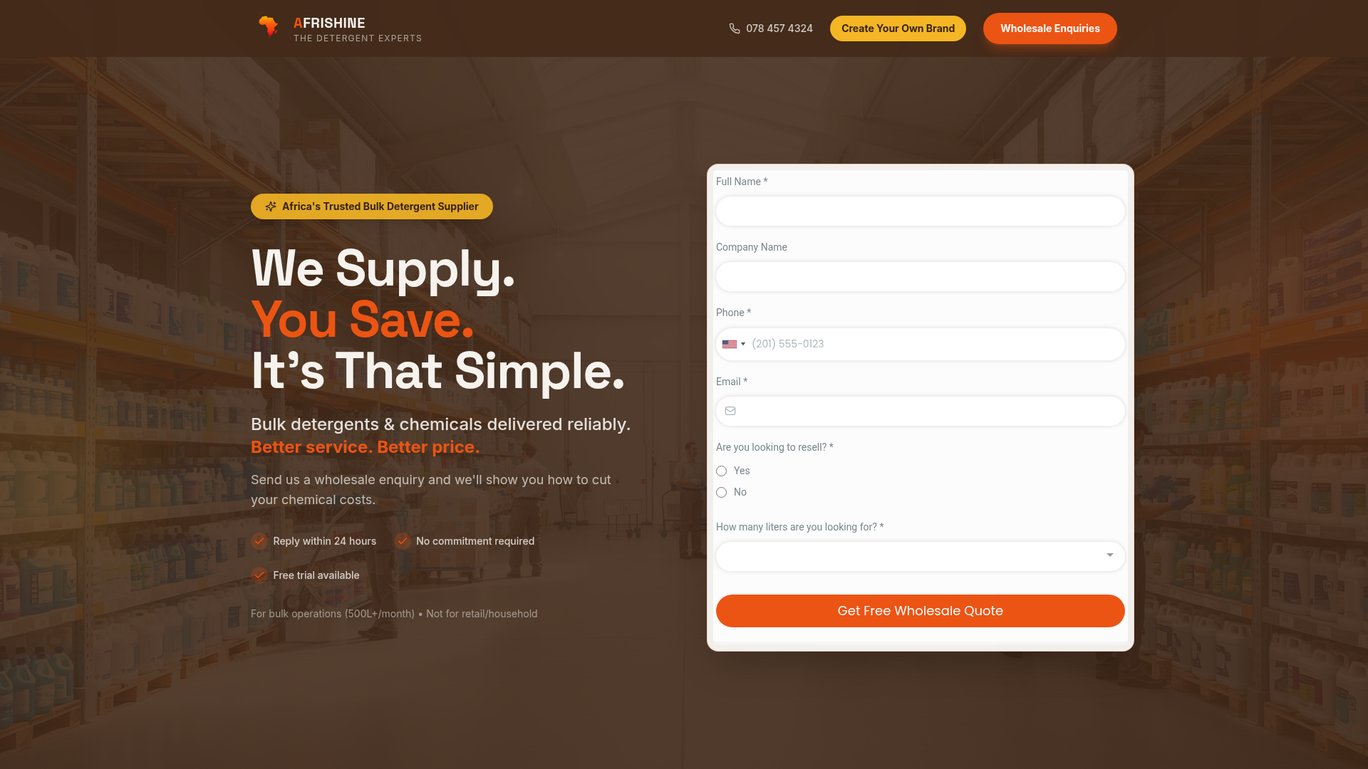 Afrishine website screenshot