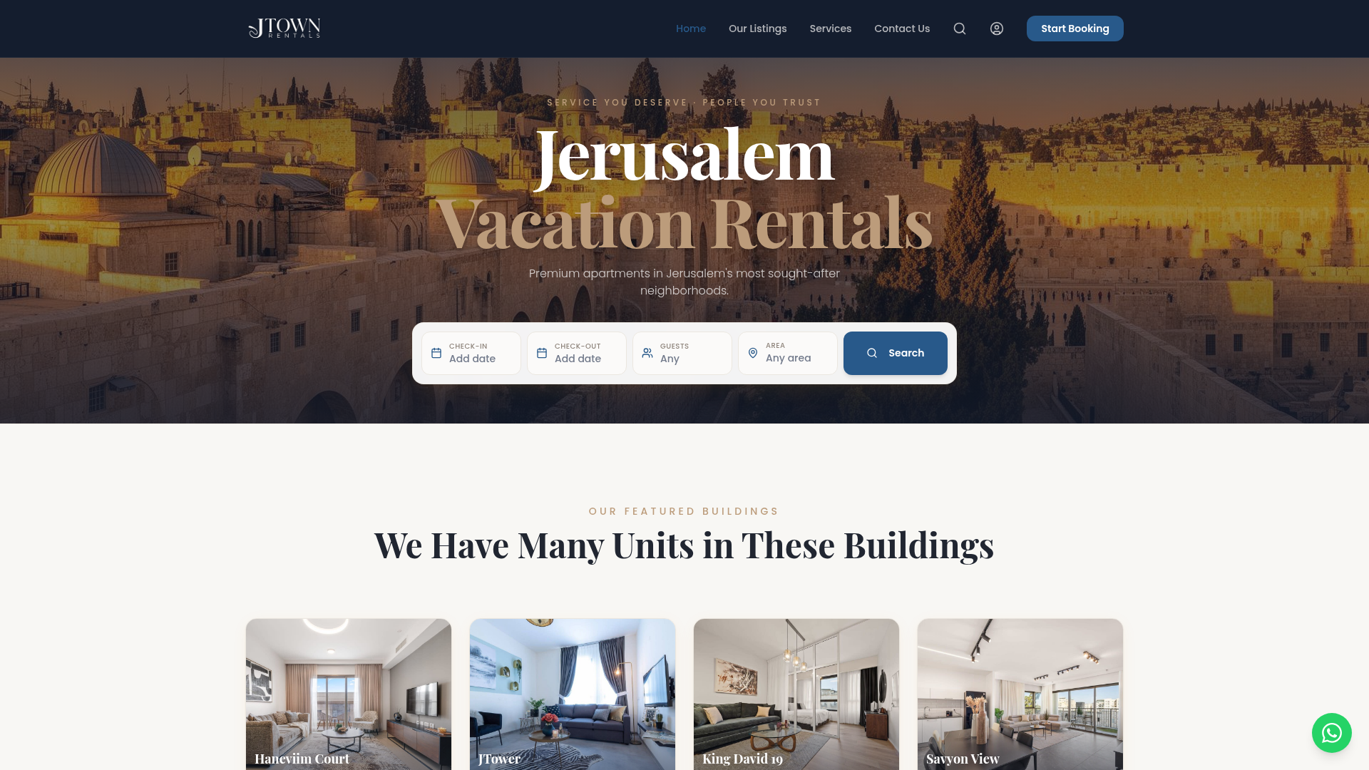 JTown Rentals website screenshot
