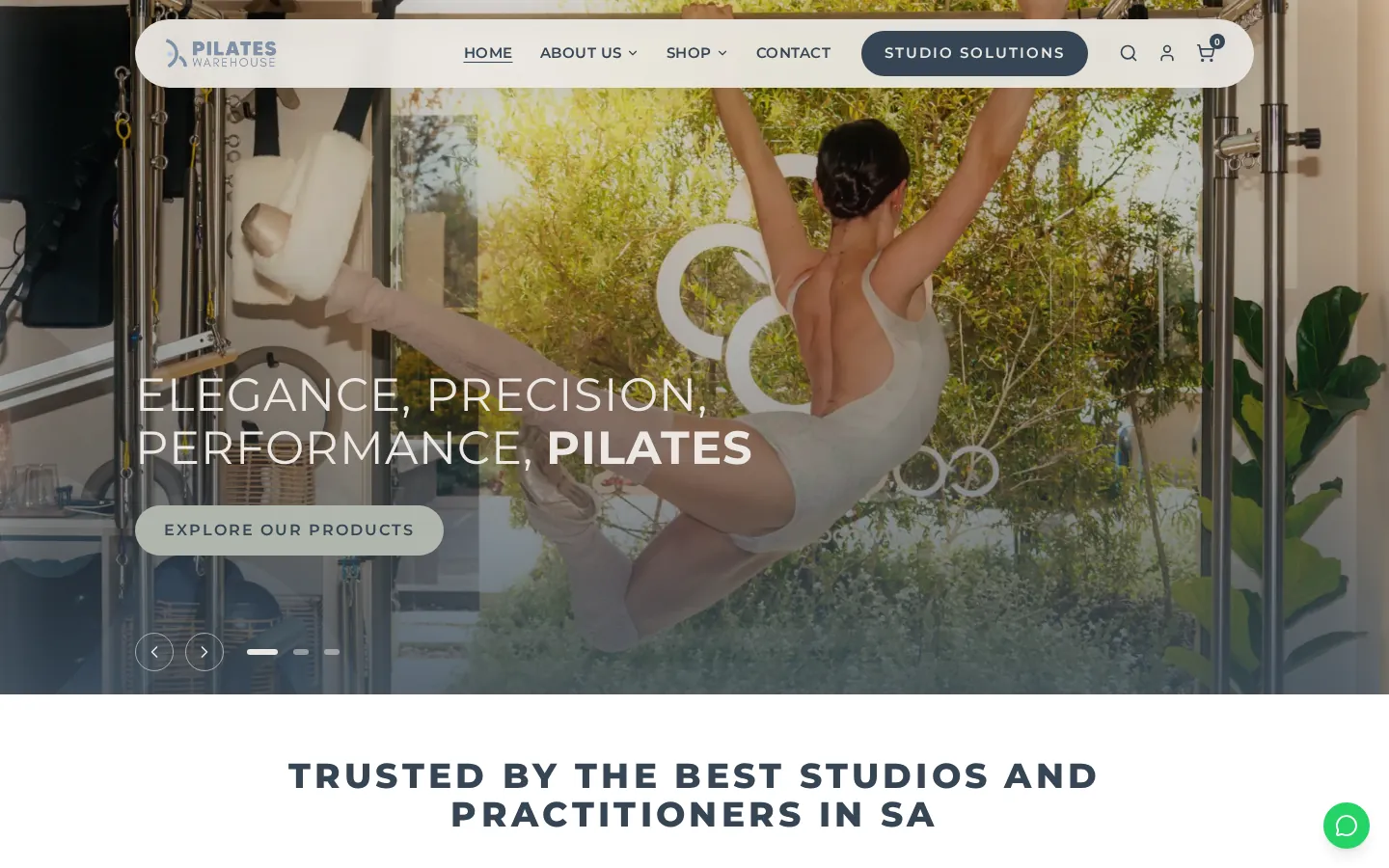 Pilates Warehouse live site preview